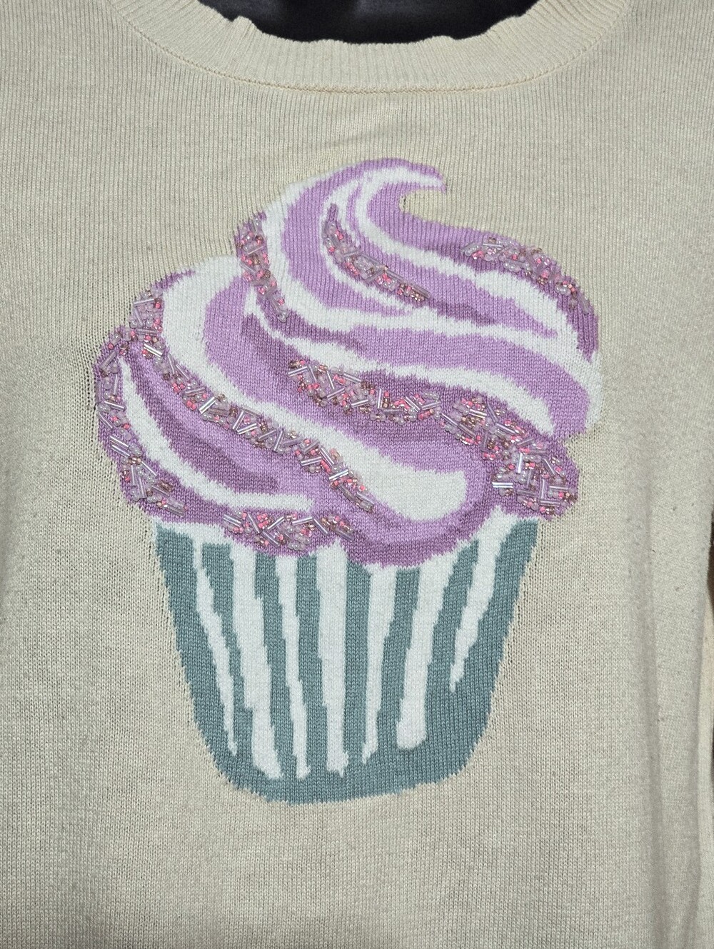 Lauren ConradSequined Ice Cream Cone Cropped Sweater Size Medium Pre-owned - Picture 3 of 5